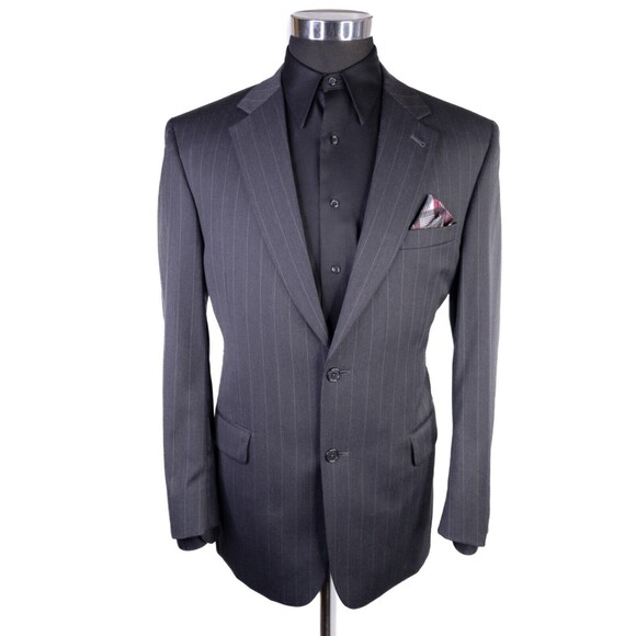 Jos A Bank 2-Pc Stripped Gray Suit Jacket Blazer Jacket Size 41R Pants 35X30 - Picture 2 of 16